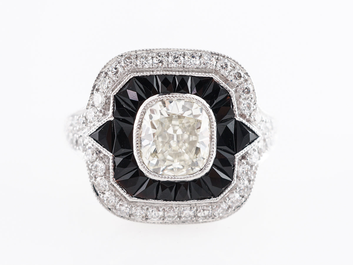 Diamond & Onyx Cocktail Ring in Platinum