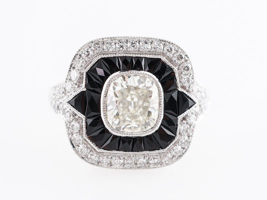 Diamond & Onyx Cocktail Ring in Platinum