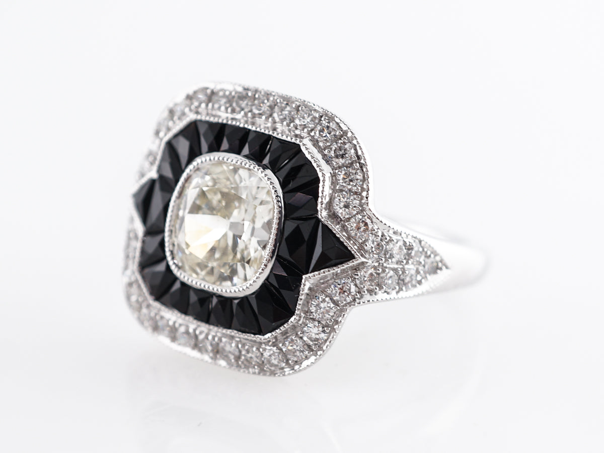 Diamond & Onyx Cocktail Ring in Platinum