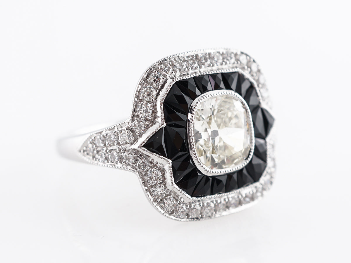 Diamond & Onyx Cocktail Ring in Platinum