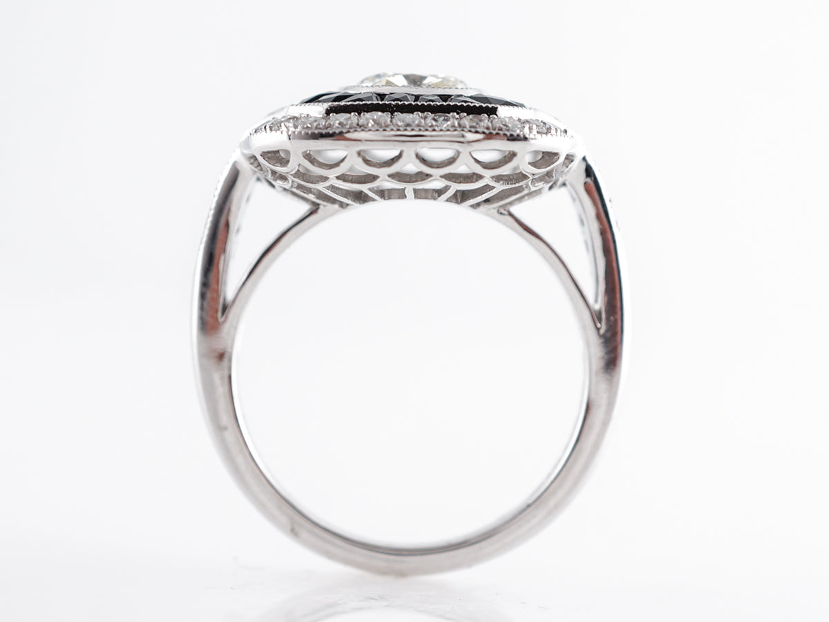 Diamond & Onyx Cocktail Ring in Platinum