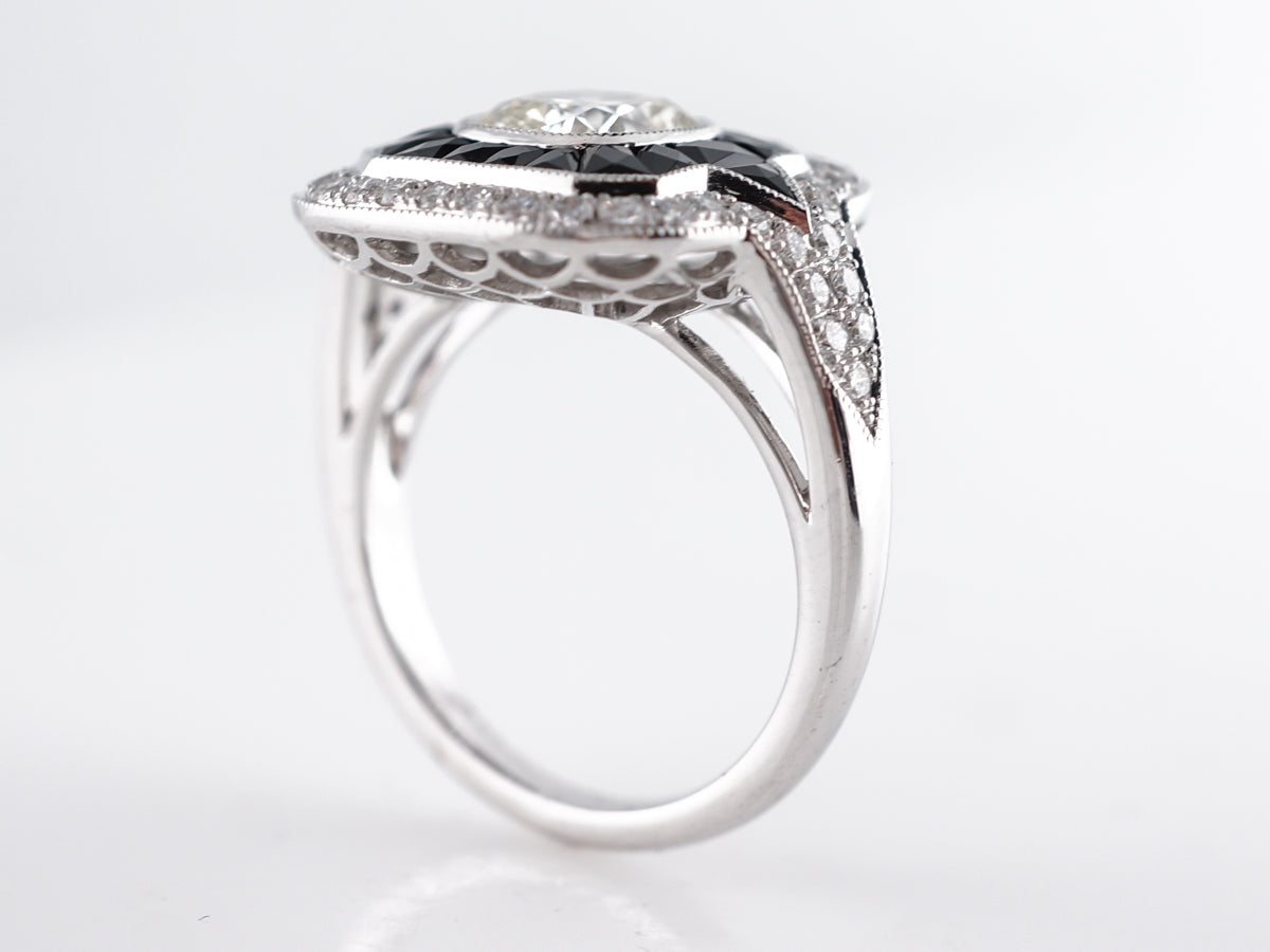 Diamond & Onyx Cocktail Ring in Platinum