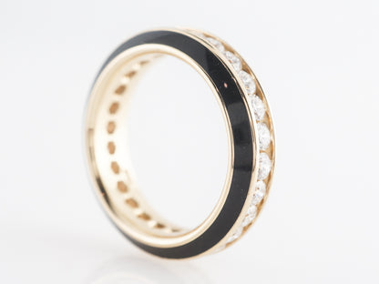 Channel Set Diamond Band with Black Enamel in 14k Yellow Gold