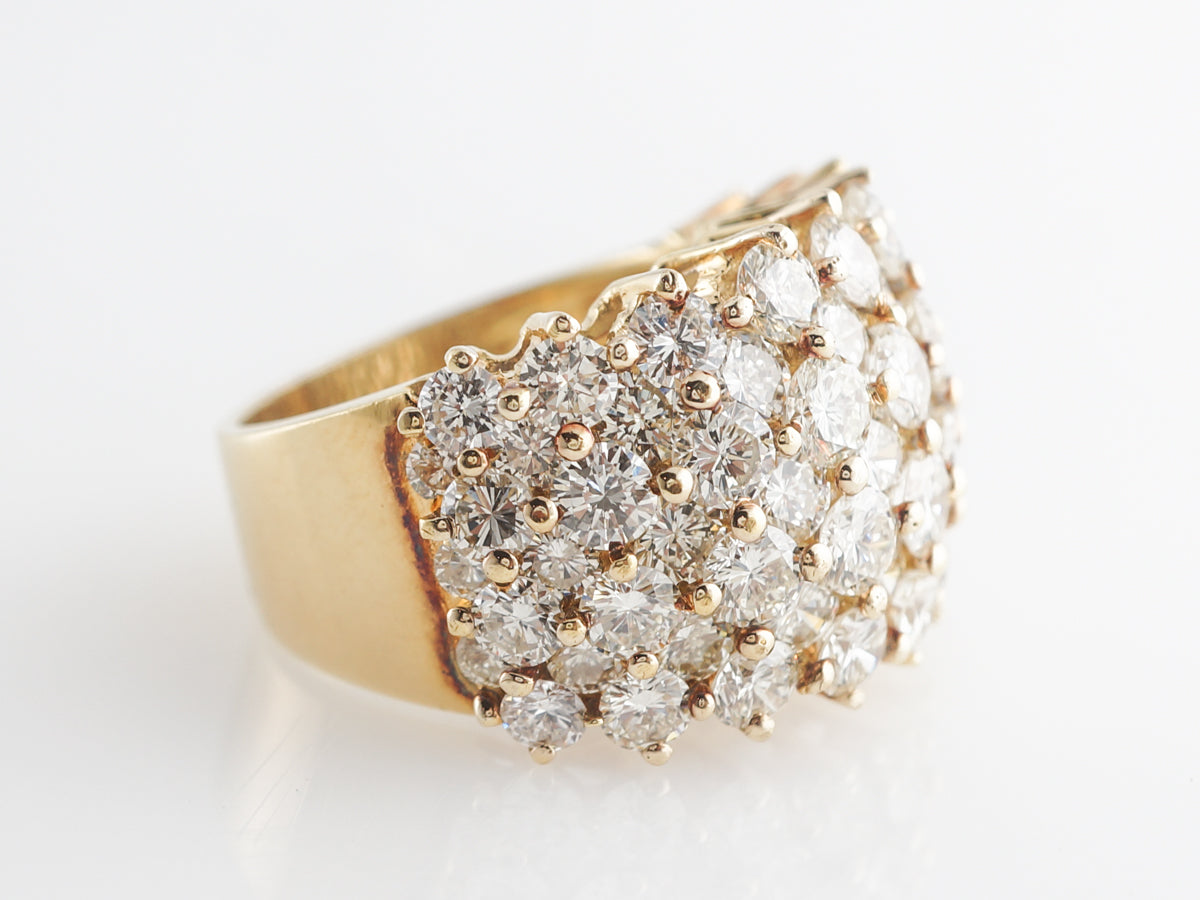 7 Carat Pave Diamond Ring in 18k Yellow Gold