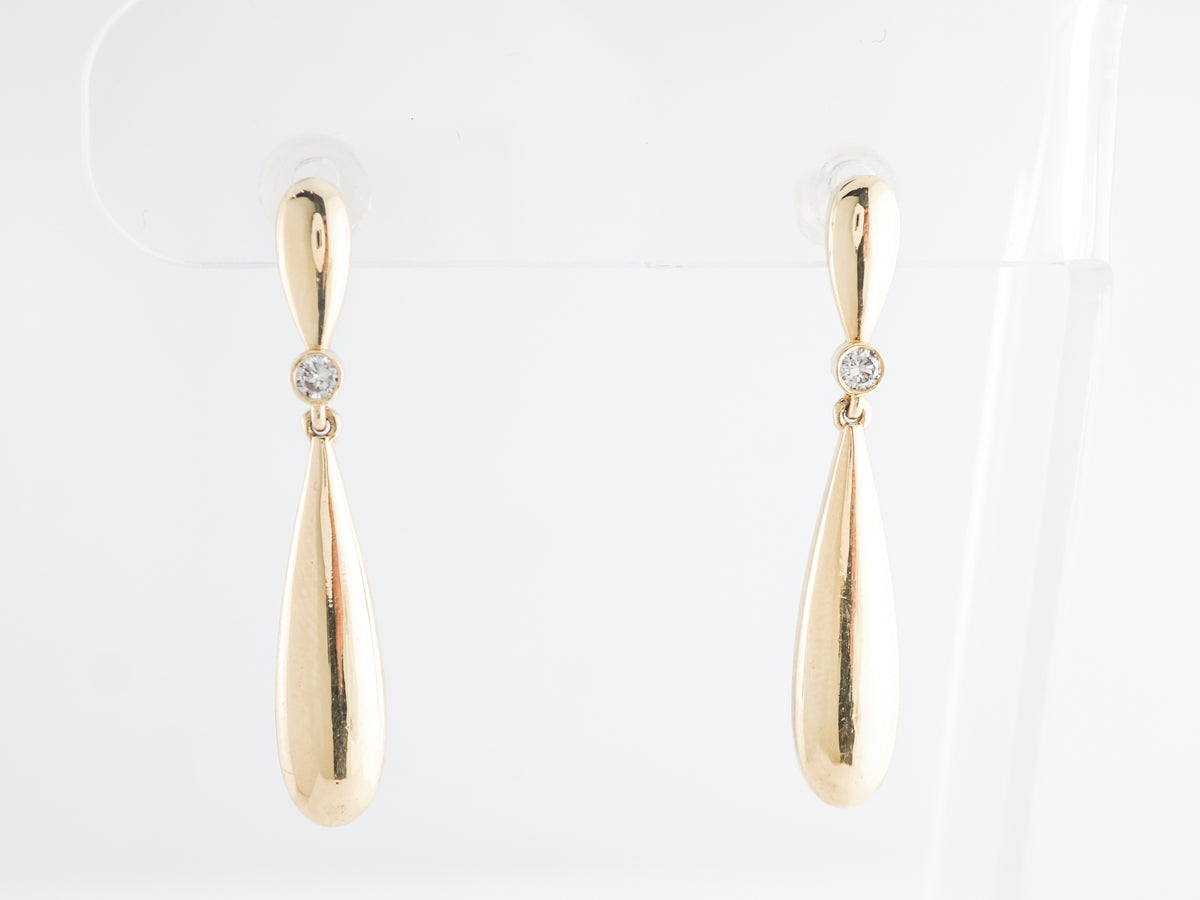 Teardrop Diamond Earrings in 14k Yellow Gold