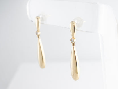 Teardrop Diamond Earrings in 14k Yellow Gold