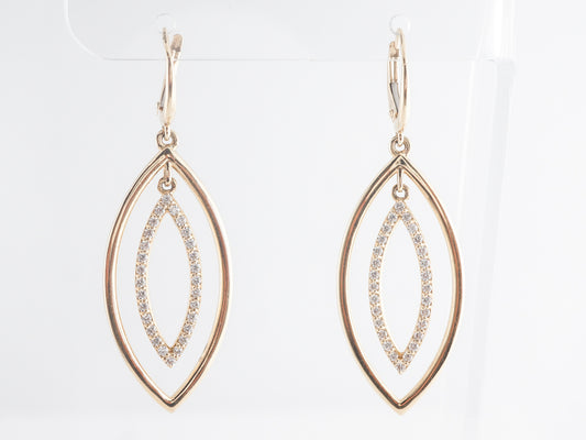 Diamond Drop Earrings in 14k Yellow Gold