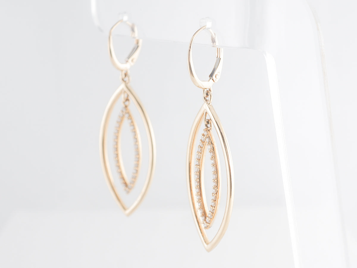 Diamond Drop Earrings in 14k Yellow Gold