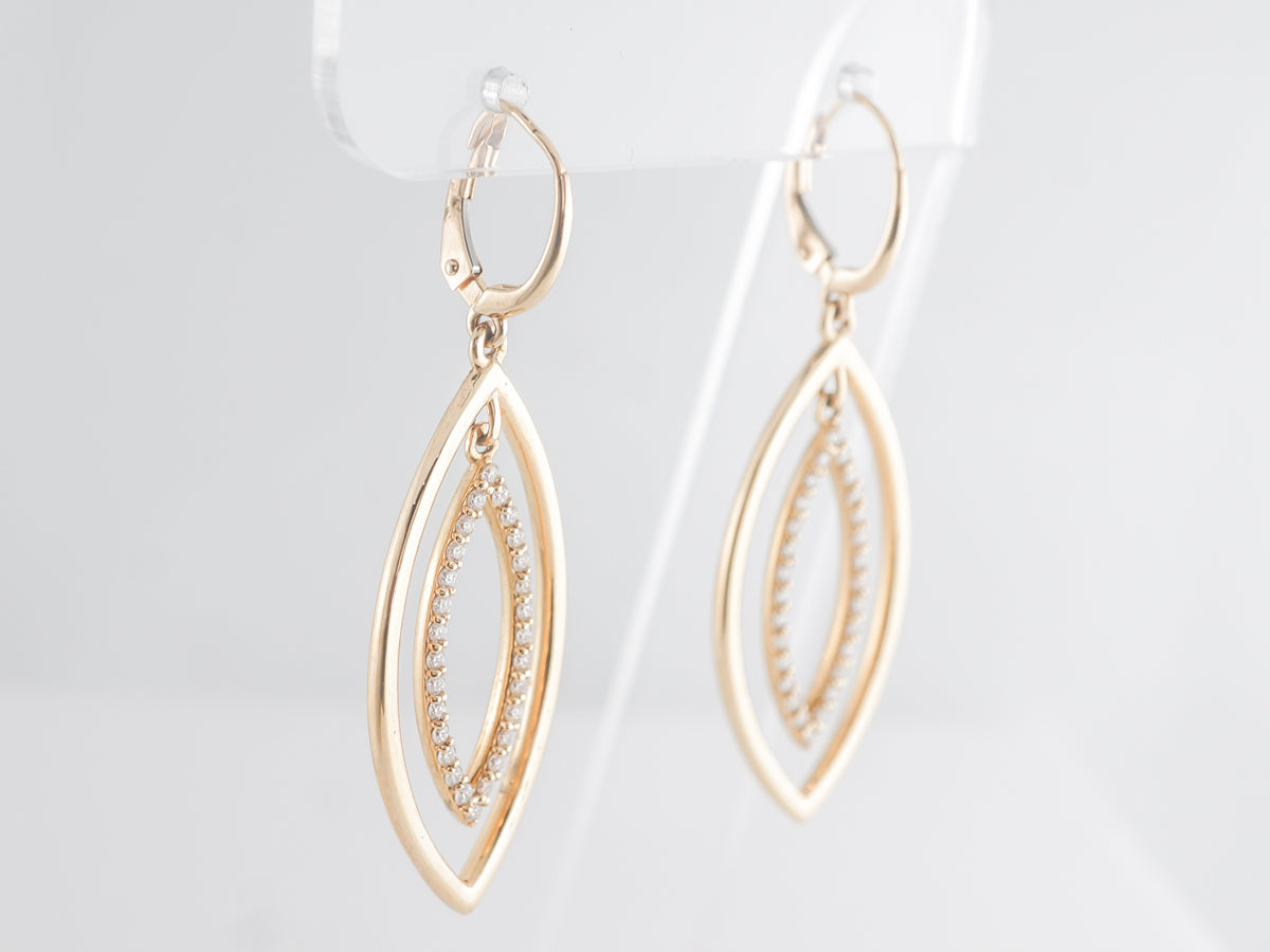 Diamond Drop Earrings in 14k Yellow Gold