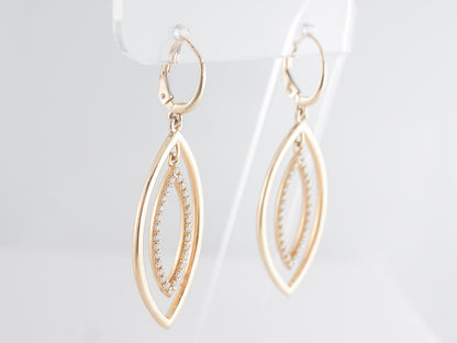 Diamond Drop Earrings in 14k Yellow Gold