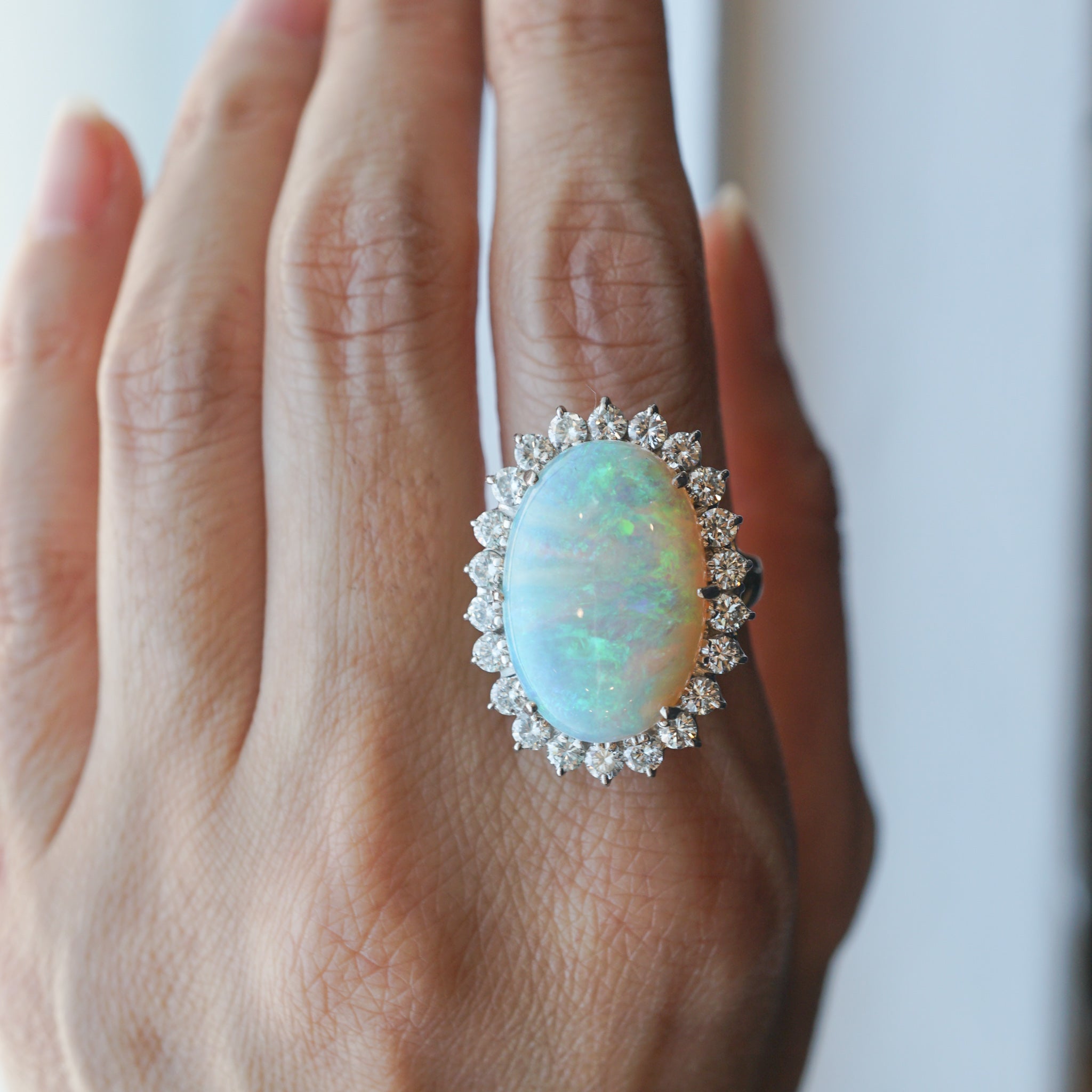 Vintage Opal & Diamond Cocktail Ring in 14k Gold - Filigree Jewelers
