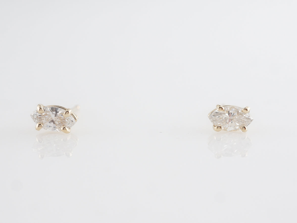 Marquise Cut Diamond Earrings in Yellow Gold