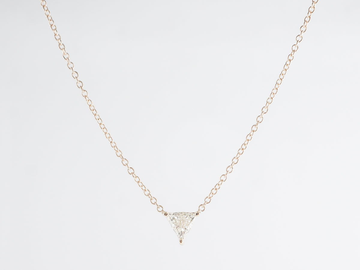 Trilliant Cut Diamond Pendant Necklace in 14k Yellow Gold