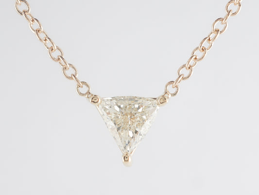 Trilliant Cut Diamond Pendant Necklace in 14k Yellow Gold