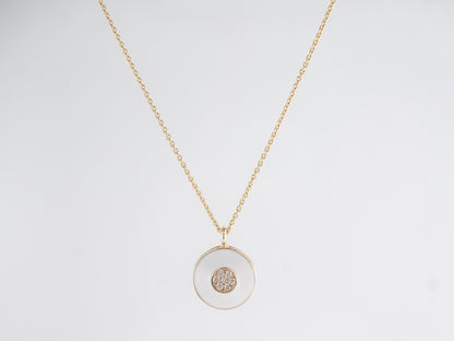 Diamond & Enamel Necklace in 14k Yellow Gold