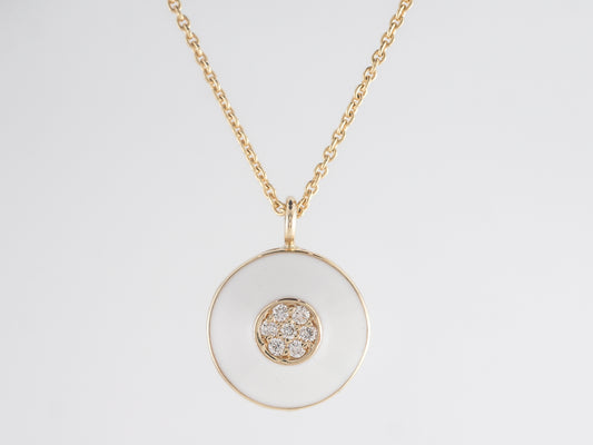 Diamond & Enamel Necklace in 14k Yellow Gold