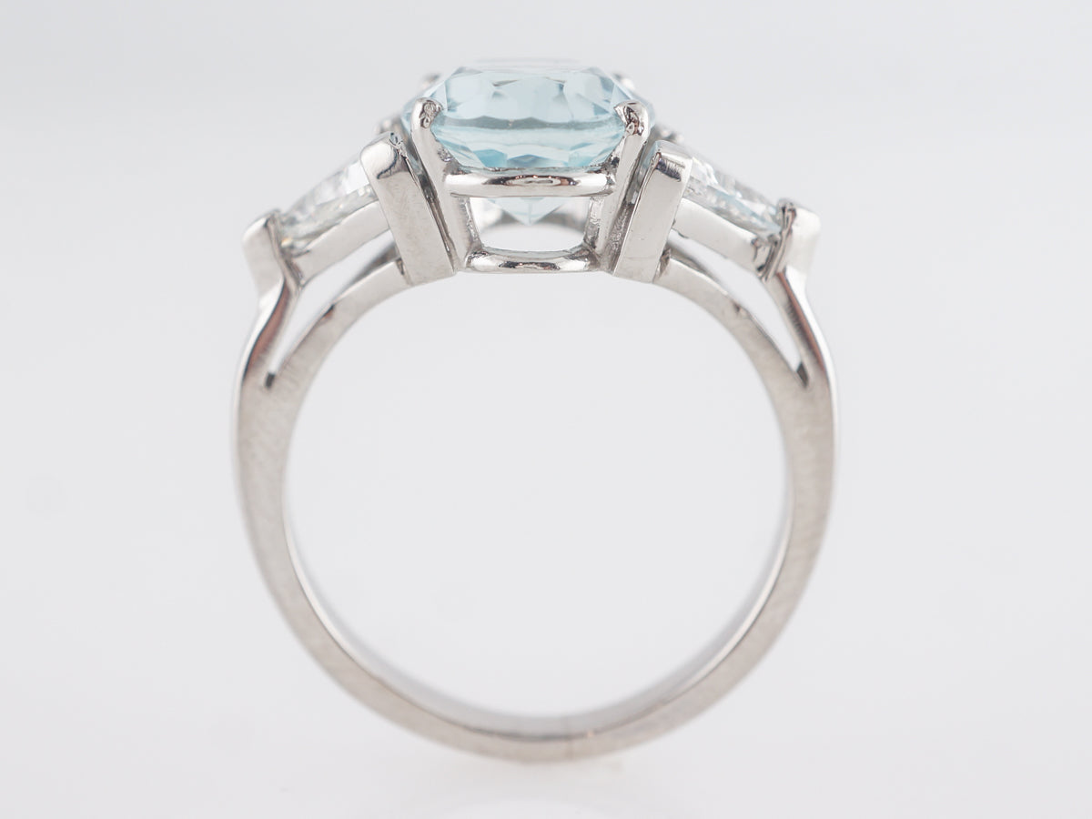 .84 Oval Cut Aquamarine Ring w/ Diamonds in Platinum