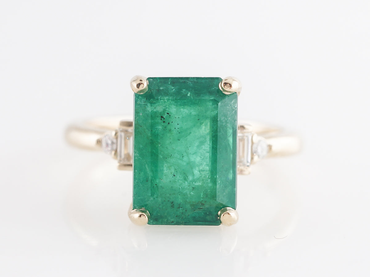 Emerald & Diamond Right Hand Ring in 14k Yellow Gold