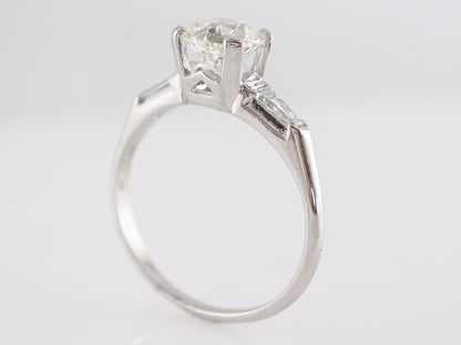 1.07 Mid-Century Round Diamond Engagement Ring in Platinum