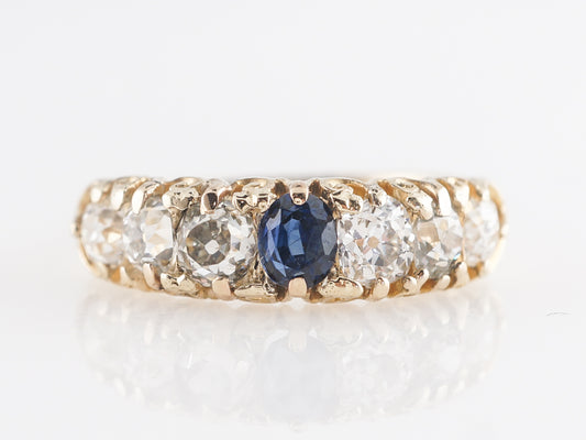 Vintage Victorian Sapphire & Diamond Engagement Ring in 14k