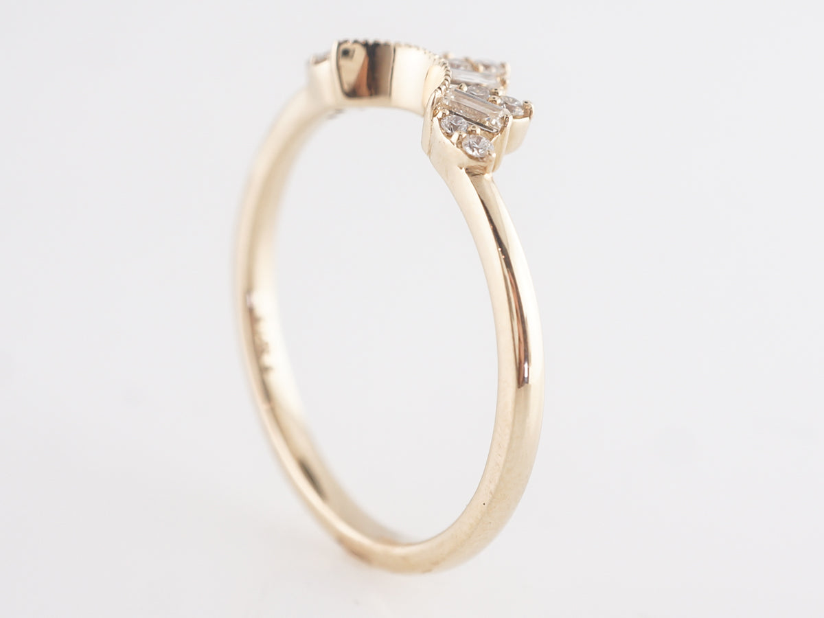 .31 Curved Diamond Wedding Band in 14k Yellow Gold