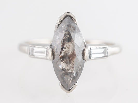 Rustic Marquise Diamond Engagement Ring in Platinum