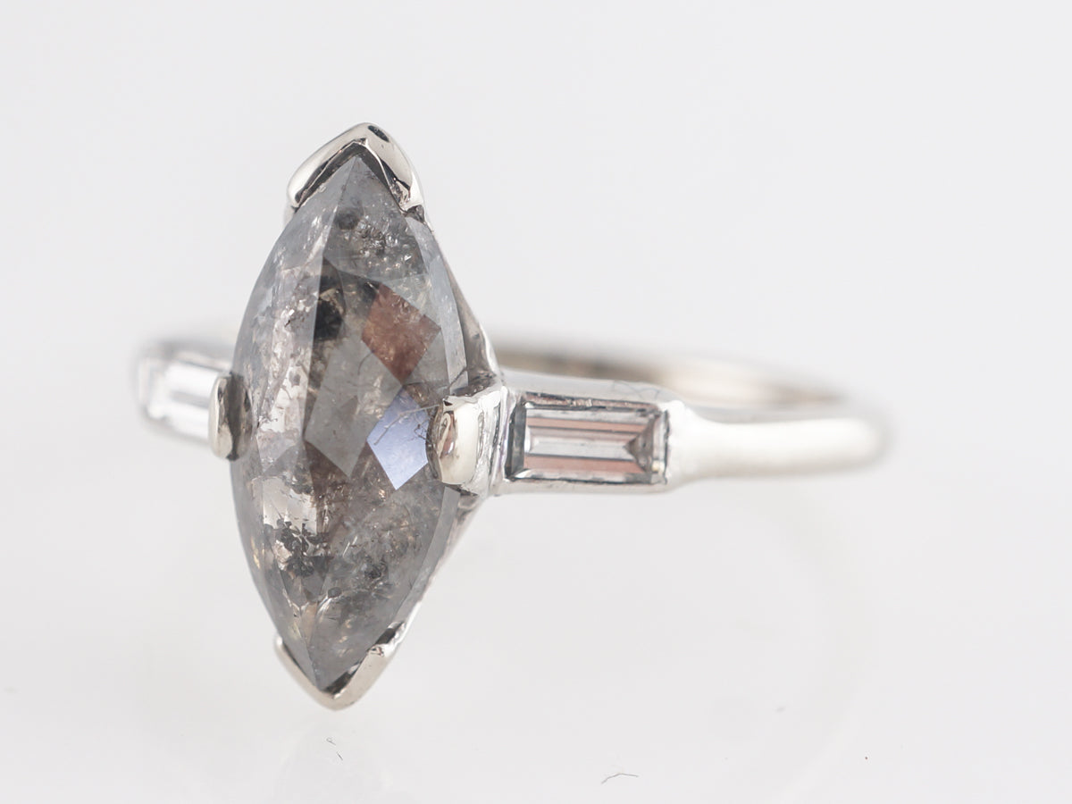 Rustic Marquise Diamond Engagement Ring in Platinum