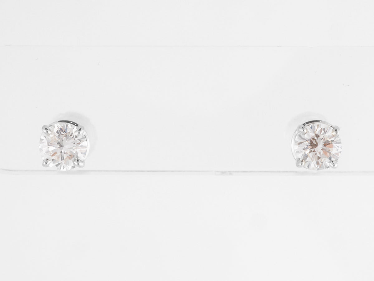 1.25 Simple Diamond Earring Studs in 14k White GoldComposition: PlatinumTotal Diamond Weight: 1.25 ctTotal Gram Weight: .5 gInscription: 585