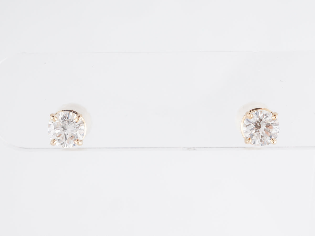 1.25 Simple Diamond Earring Studs in 14k Yellow Gold