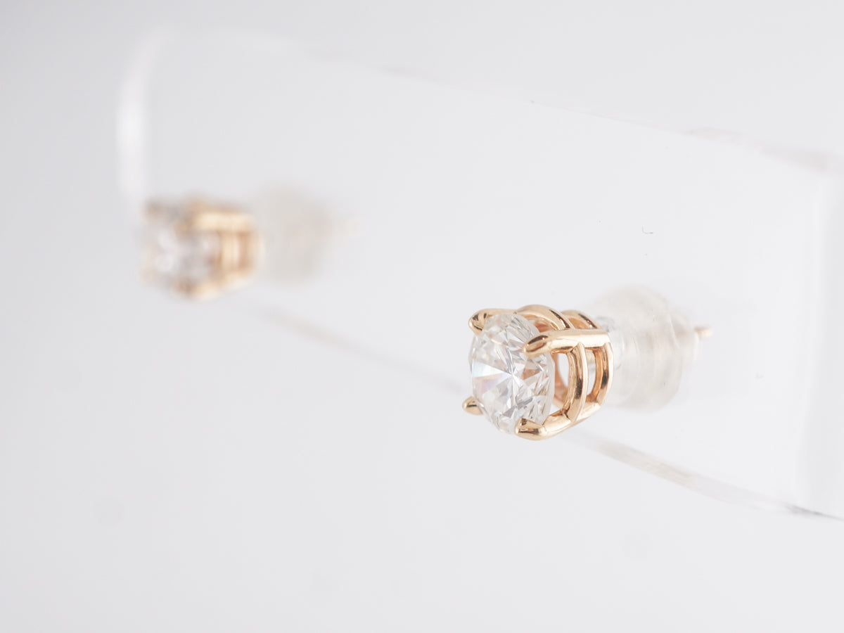 1.25 Simple Diamond Earring Studs in 14k Yellow Gold