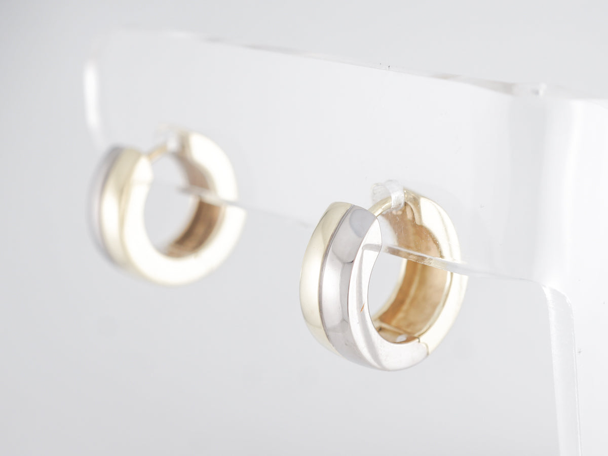 Two-Tone Hoop Earrings in 14K White and Yellow Gold