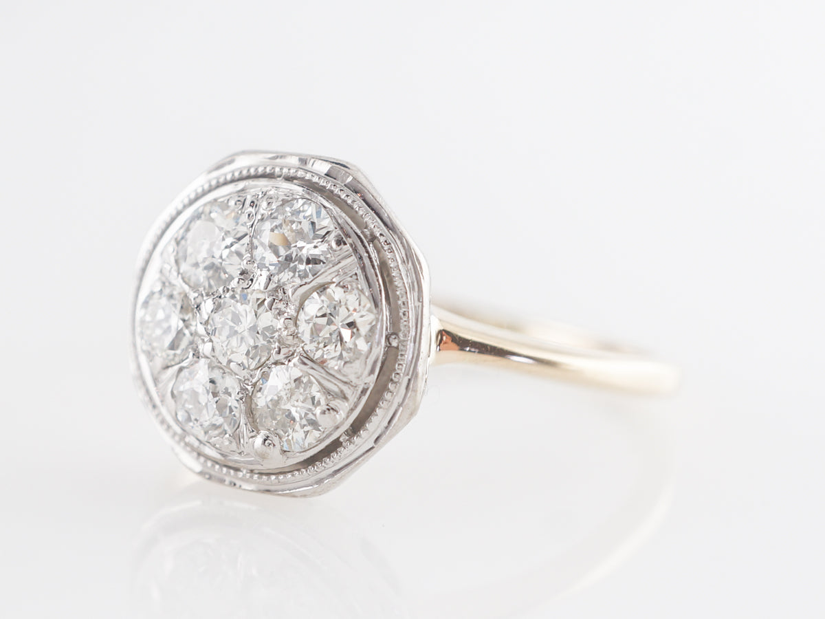 .70 Vintage Old European Diamond Cluster Ring in 14K