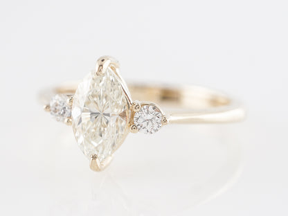 Marquise Diamond Three Stone Engagement Ring in 14K Yellow Gold