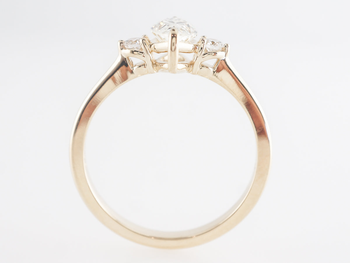 Marquise Diamond Three Stone Engagement Ring in 14K Yellow Gold