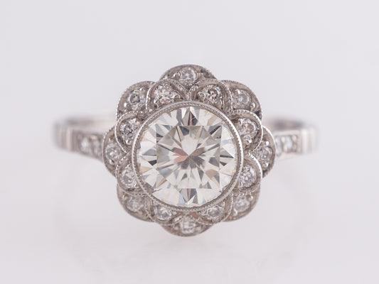 1.11 Mid-Century Diamond Engagement Ring in Platinum