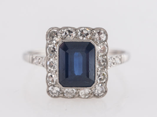 Emerald Cut Sapphire Engagement Ring in Platinum