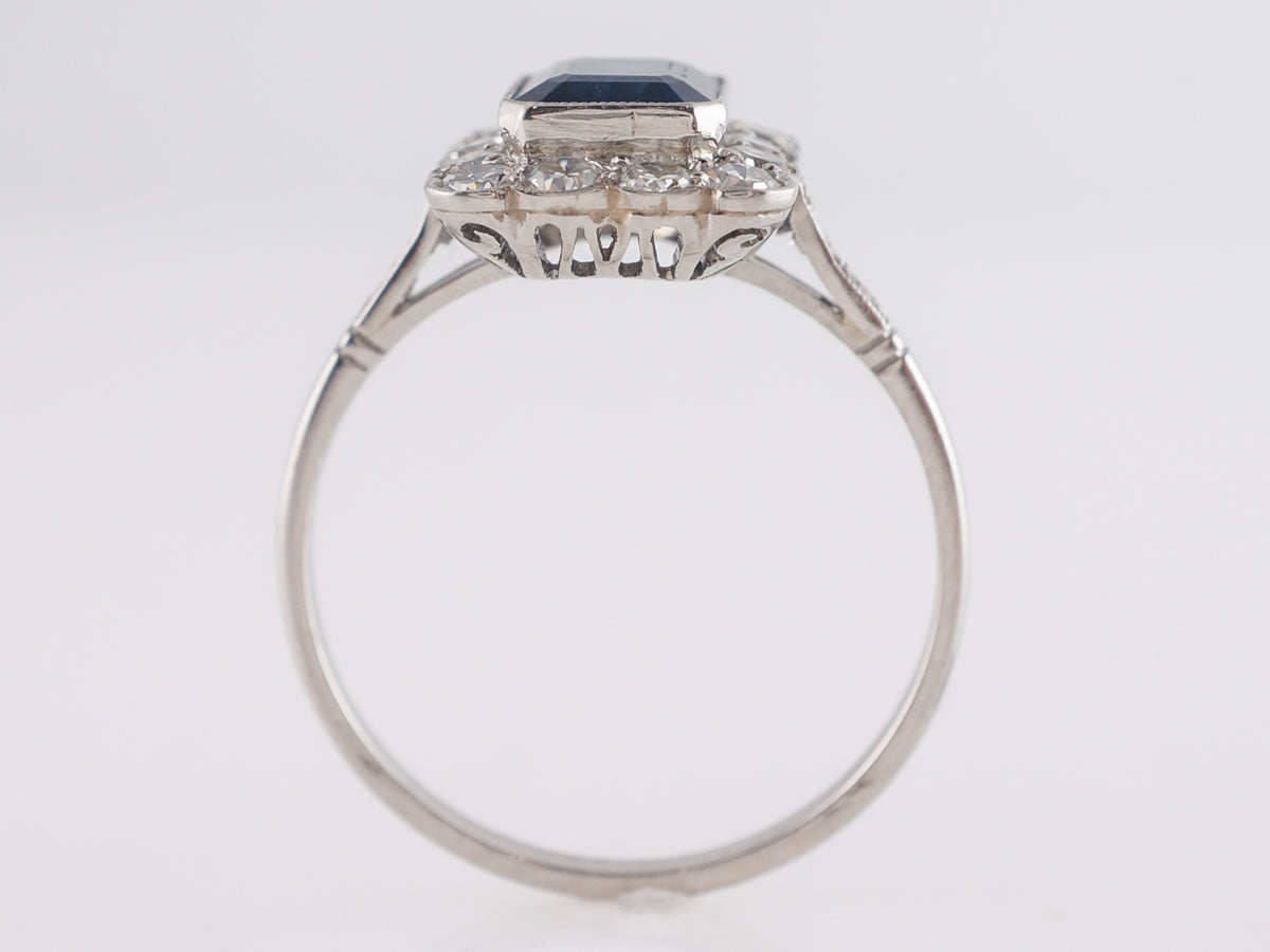 Emerald Cut Sapphire Engagement Ring in Platinum