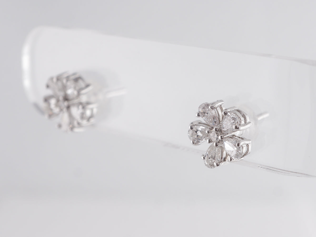 1.50 Carat Pear Cut Diamond Cluster Earrings in Platinum