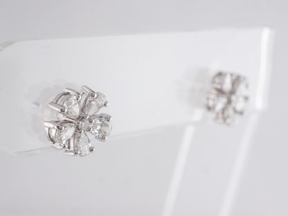 1.50 Carat Pear Cut Diamond Cluster Earrings in Platinum