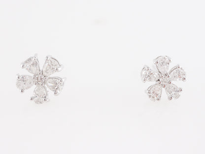 1.50 Carat Pear Cut Diamond Cluster Earrings in Platinum