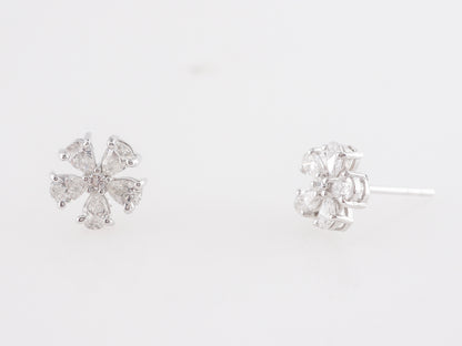 1.50 Carat Pear Cut Diamond Cluster Earrings in Platinum