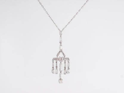 Chandelier Baguette Diamond Necklace in Platinum