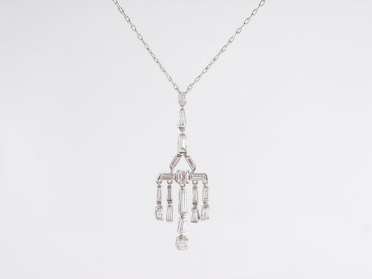 Chandelier Baguette Diamond Necklace in Platinum