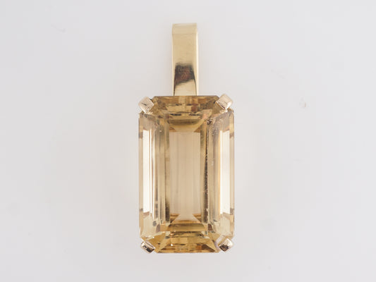 57.00 Emerald Cut Golden Topaz Pendant in 14k Yellow Gold