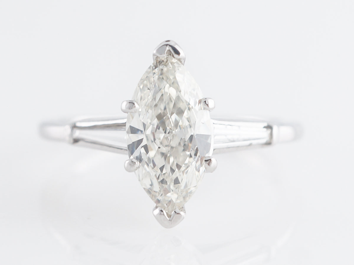 Marquise Cut Solitaire Diamond Engagement Ring in White Gold