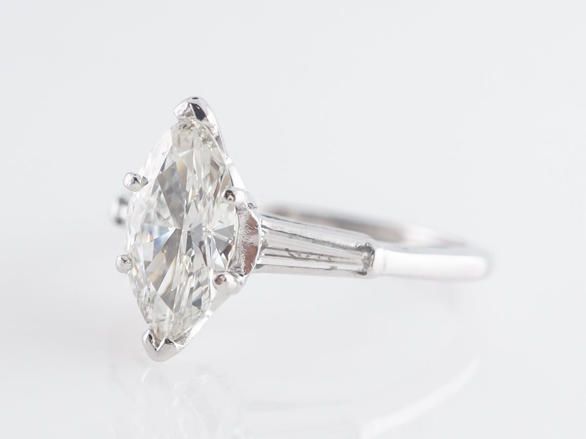 Marquise Cut Solitaire Diamond Engagement Ring in White Gold