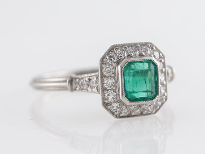 Square Emerald Cut Ring w/ Diamonds in Platinum
