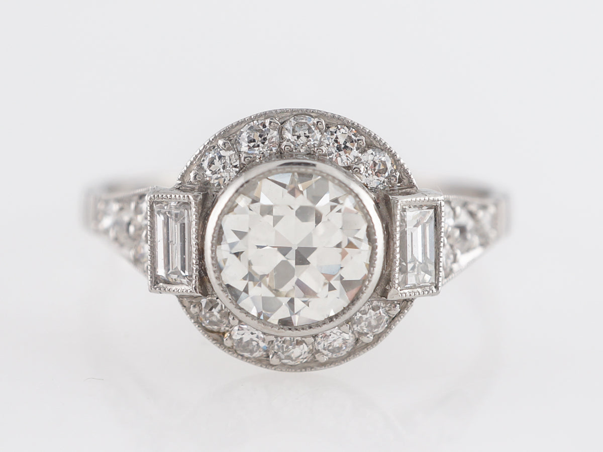 .85 Old European Cut Diamond Engagement Ring in Platinum