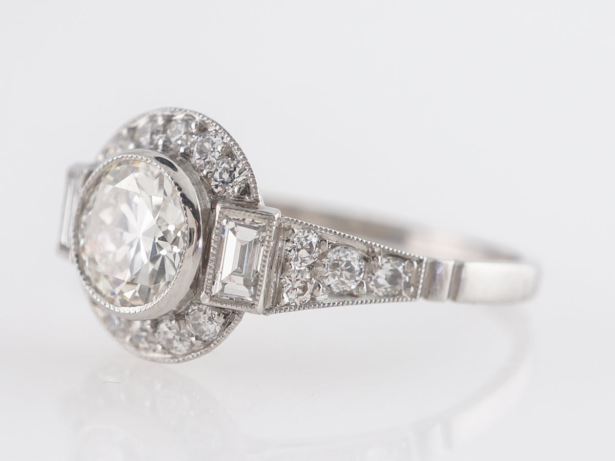 .85 Old European Cut Diamond Engagement Ring in Platinum