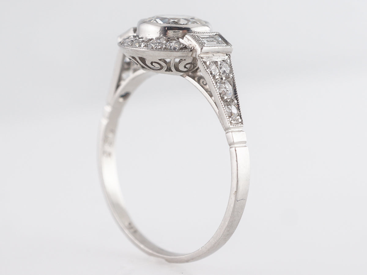 .85 Old European Cut Diamond Engagement Ring in Platinum